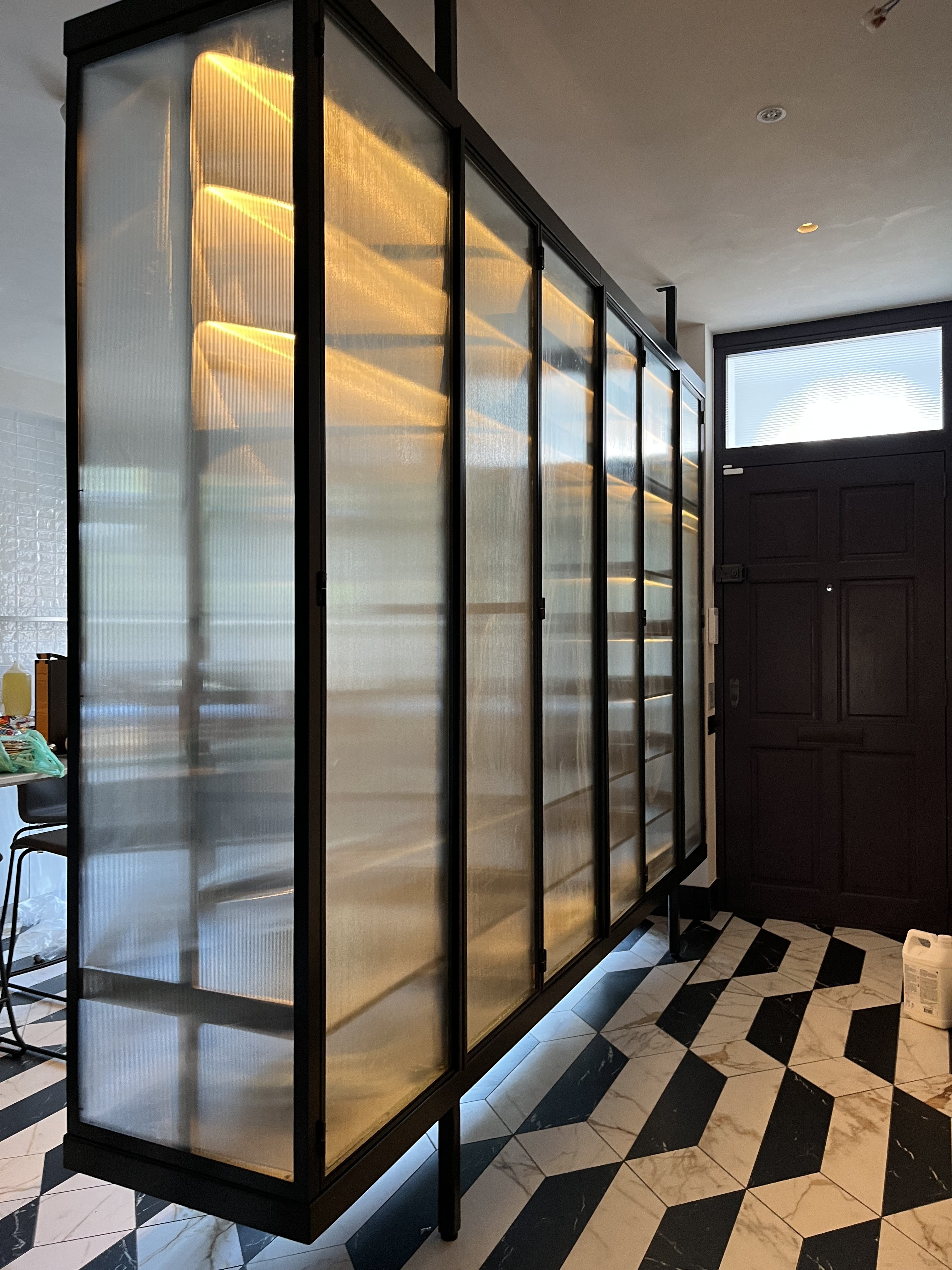 Steel-framed glass wardrobe with integrated lighting - finished photograph 7