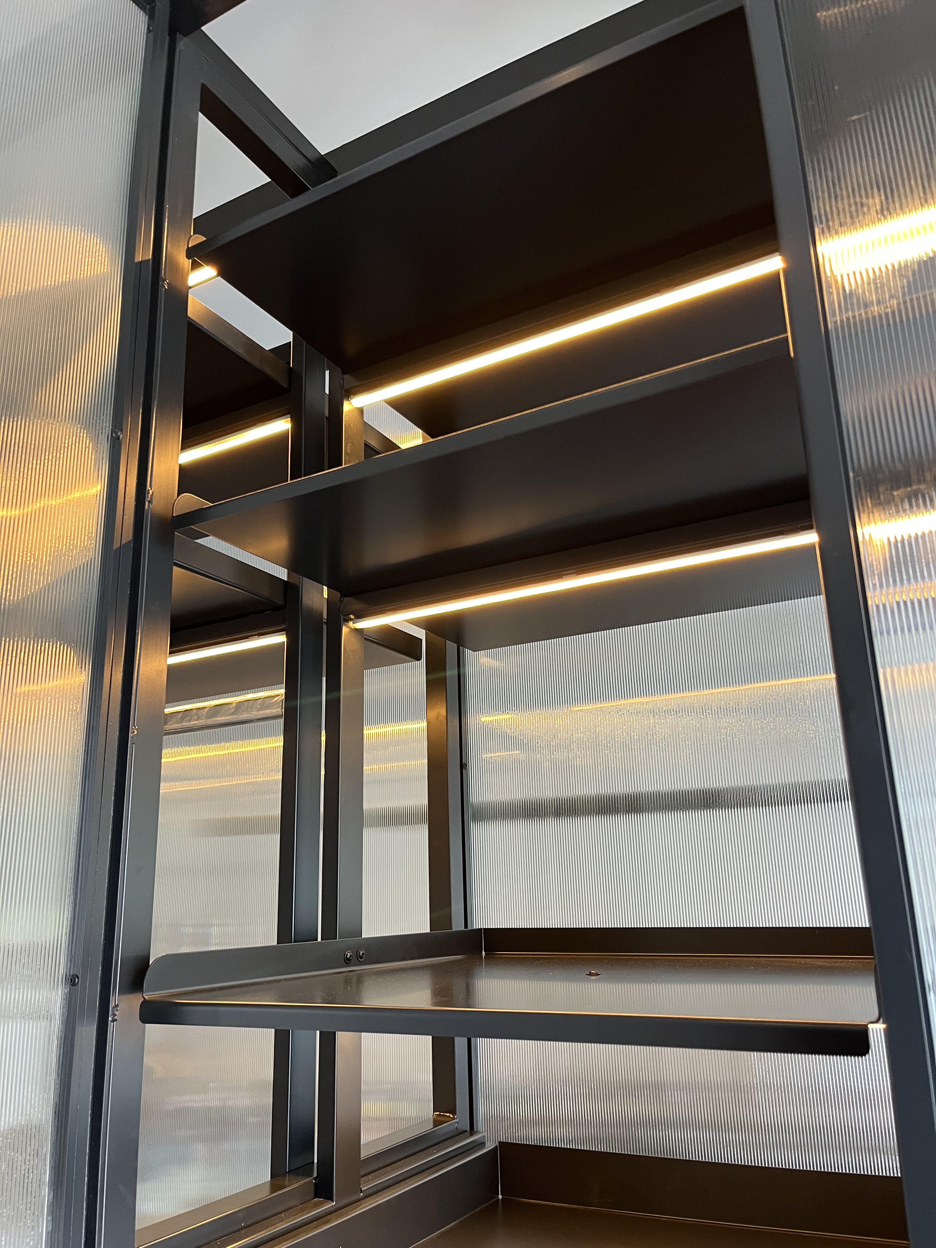 Steel-framed glass wardrobe with integrated lighting - finished photograph 8