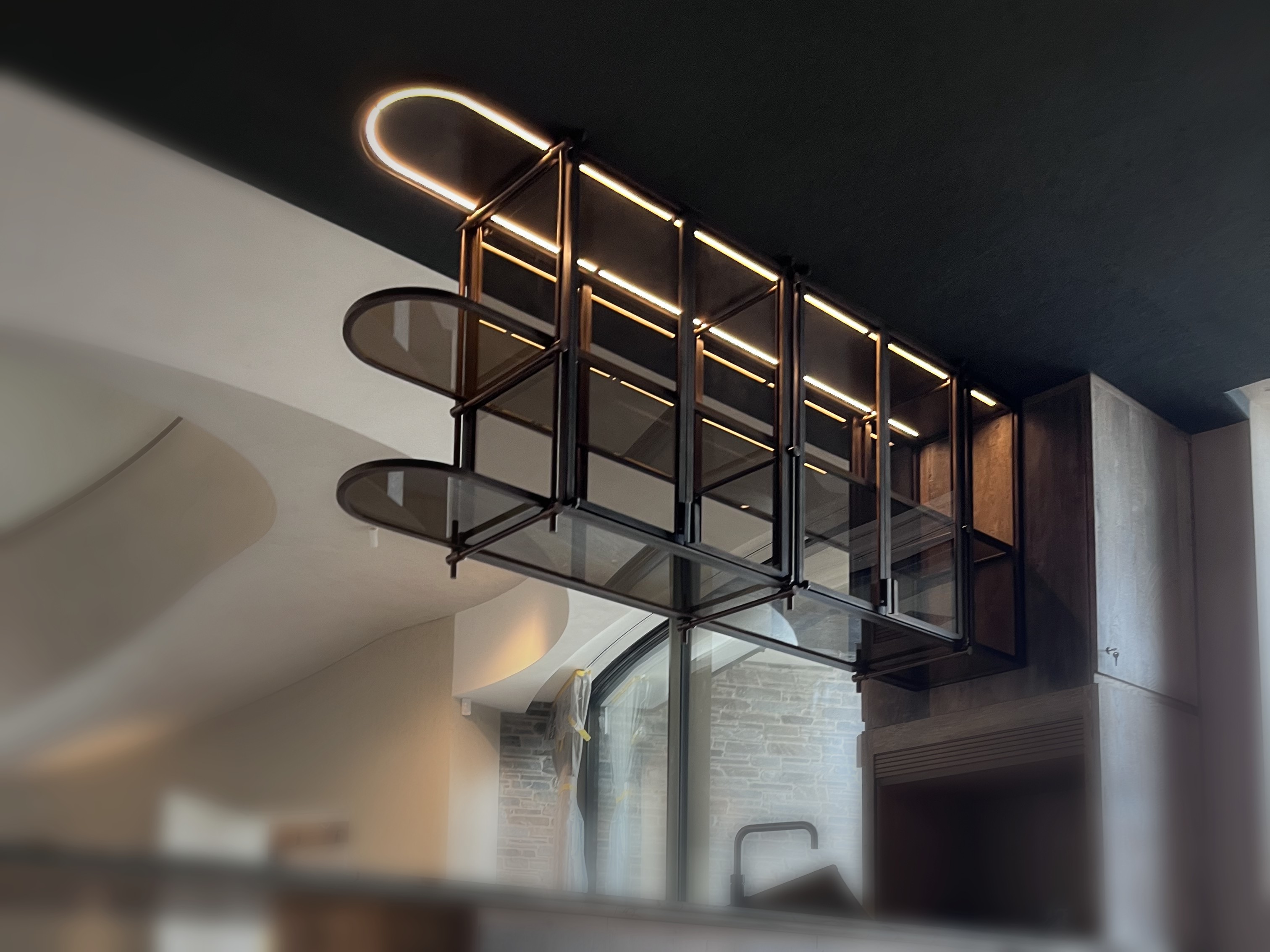 Bespoke hanging bar with integrated LED lighting - finished photograph 4