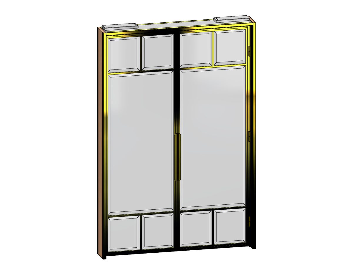 Brass doors closed, 3D CAD model