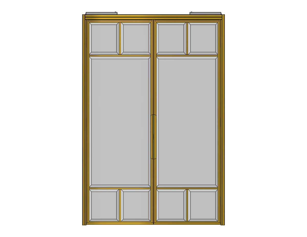 Brass doors front elevation, 3D CAD model