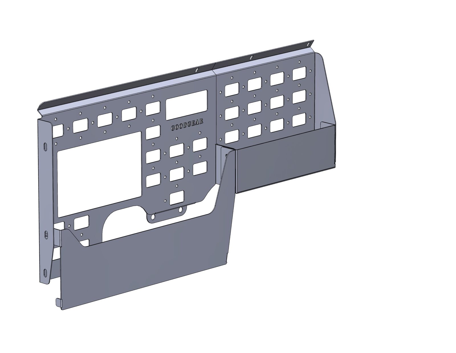Ford Ranger modular storage rack, 3D CAD model from the front