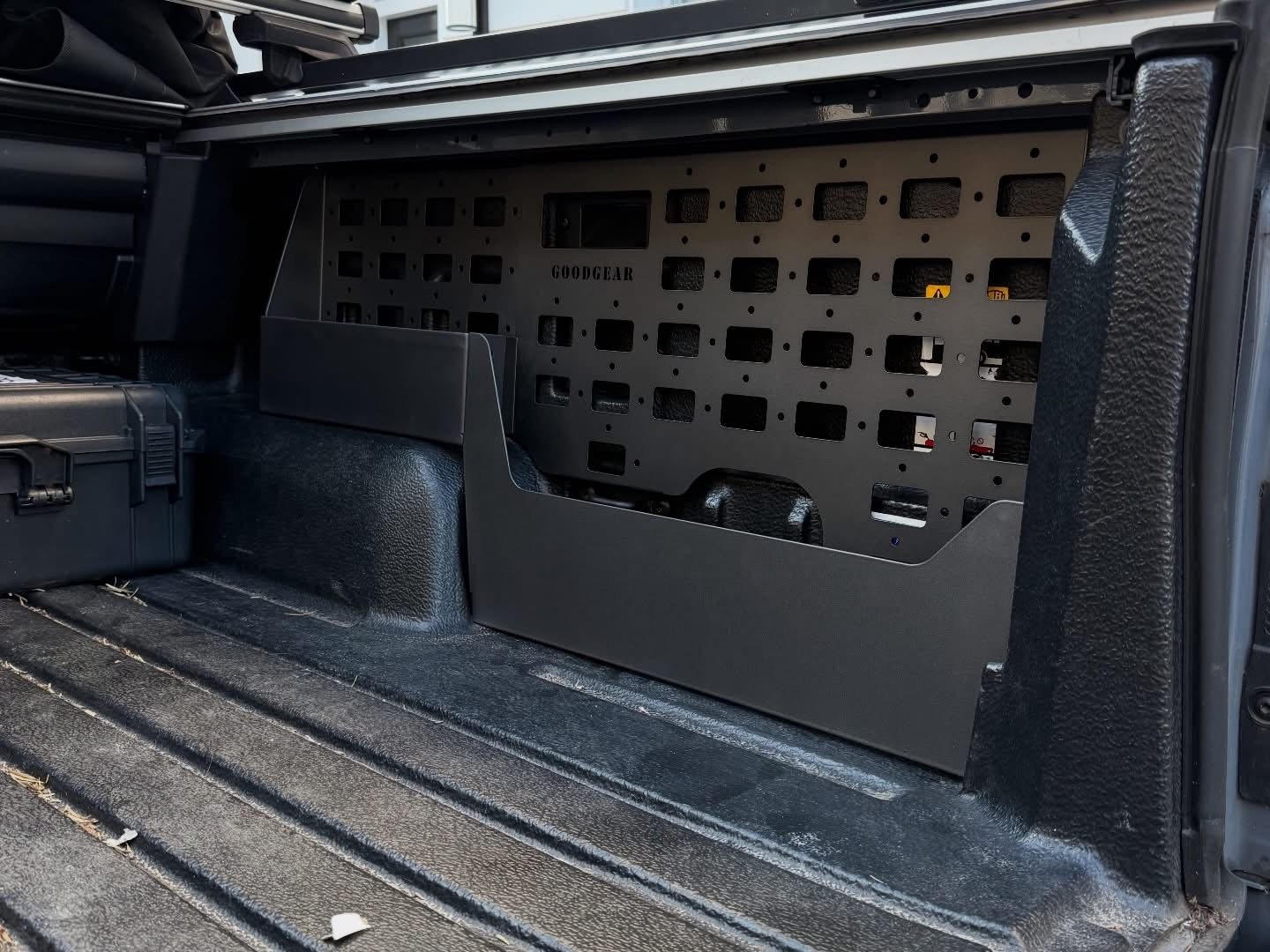Finished storage rack installed in a Ford Ranger