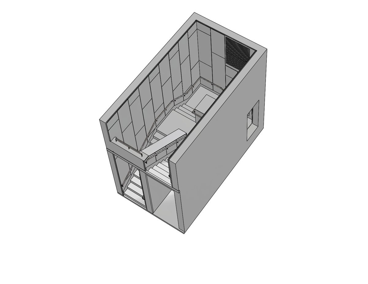 Stairwell and handrail, 3D CAD model